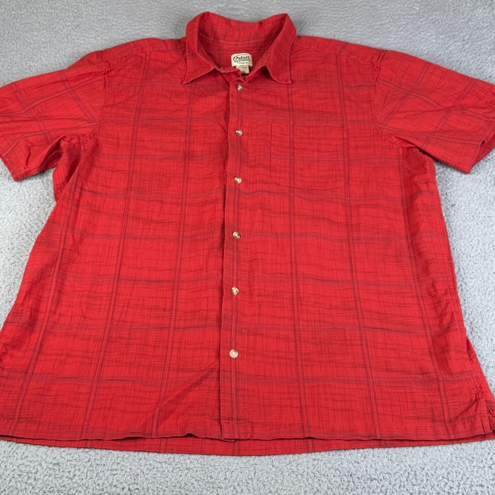ORTON BROTHERS Shirt Mens 3XL Red Plaid Button Short Sleeve Work Shirt